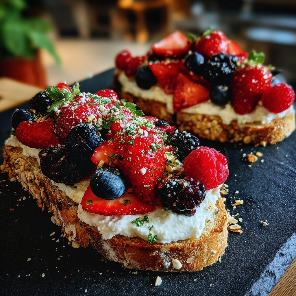 Valentines Breakfast Berry Ricotta Toast