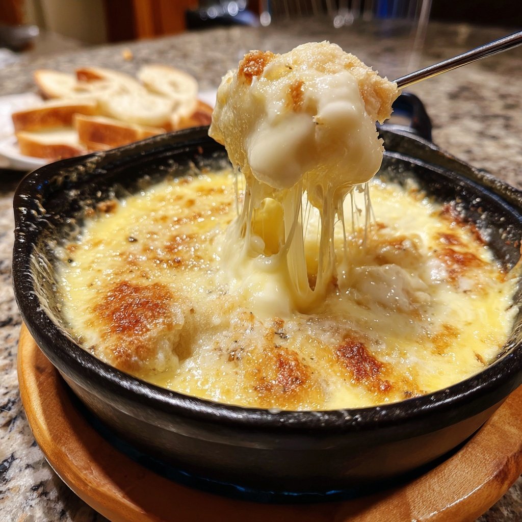 Fondue with White Wine and Garlic