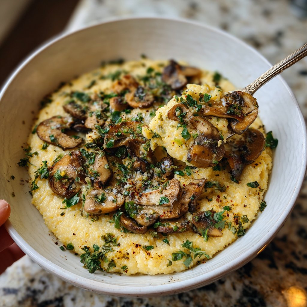Creamy Mushroom Polenta Bowl