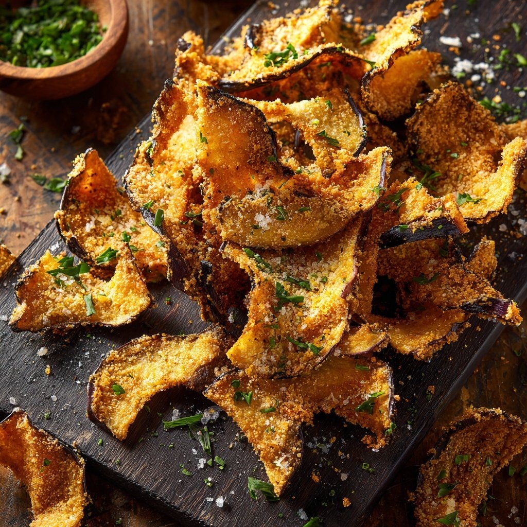 Crispy Eggplant Garlic Chips