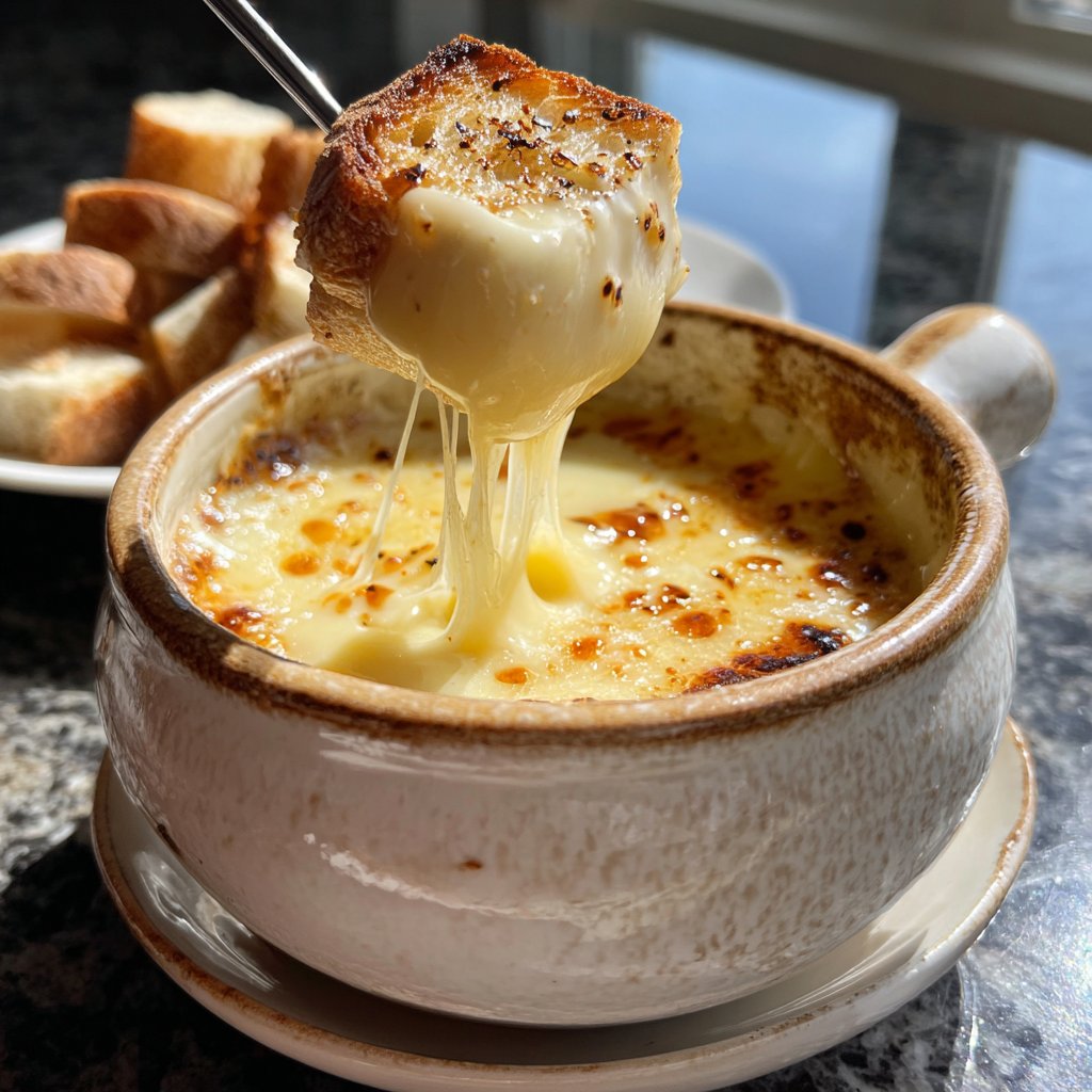 Fondue with Swiss Cheese and Garlic