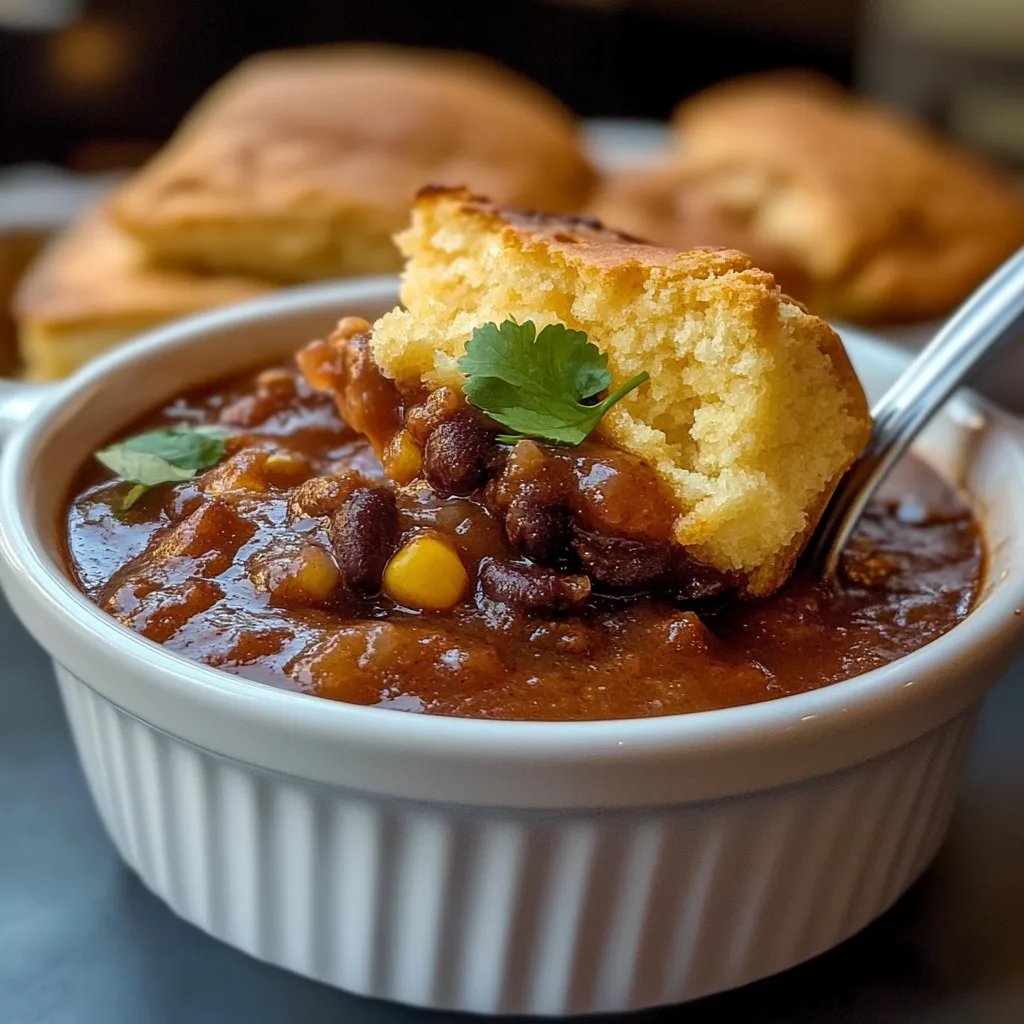 Texas Style Chili with Cornbread Crust