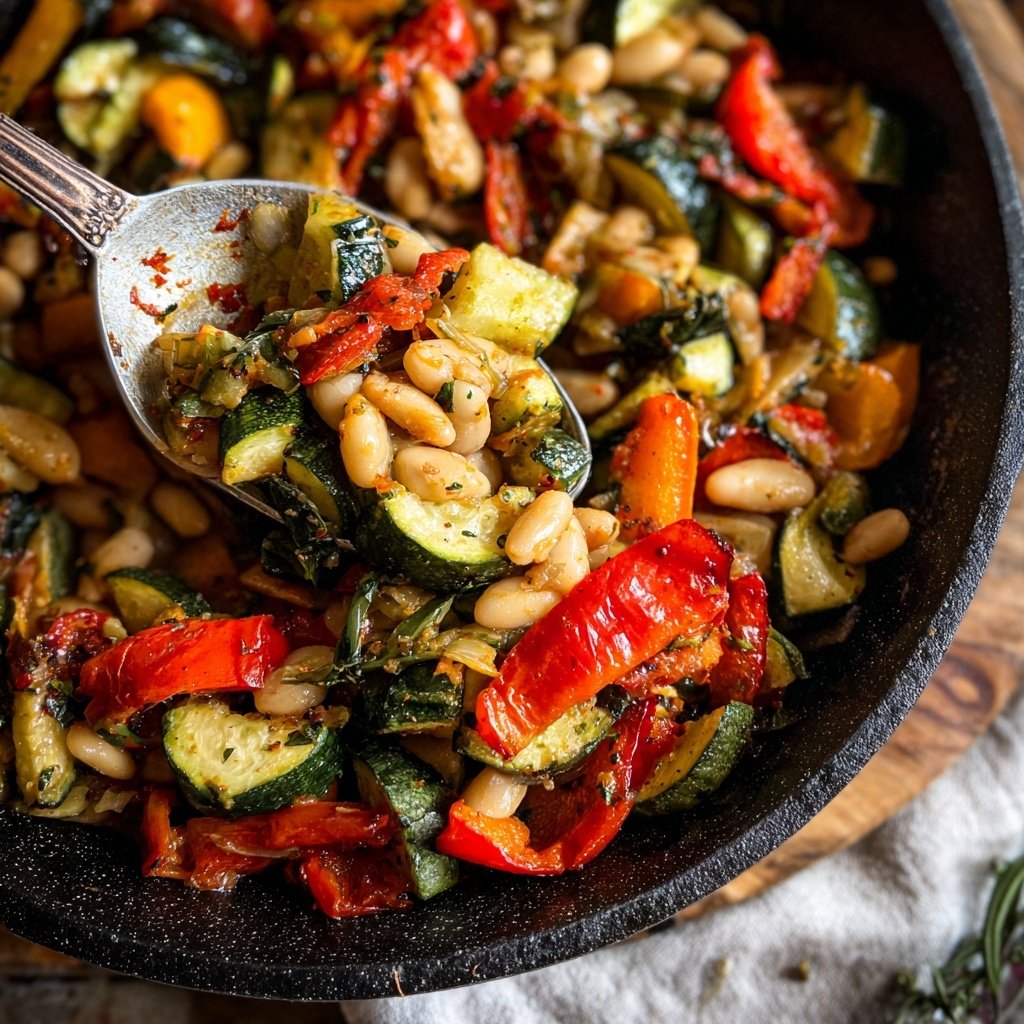 Roasted Veggie White Bean Skillet