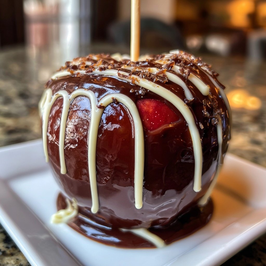 Candy Apple With White Chocolate Drizzle