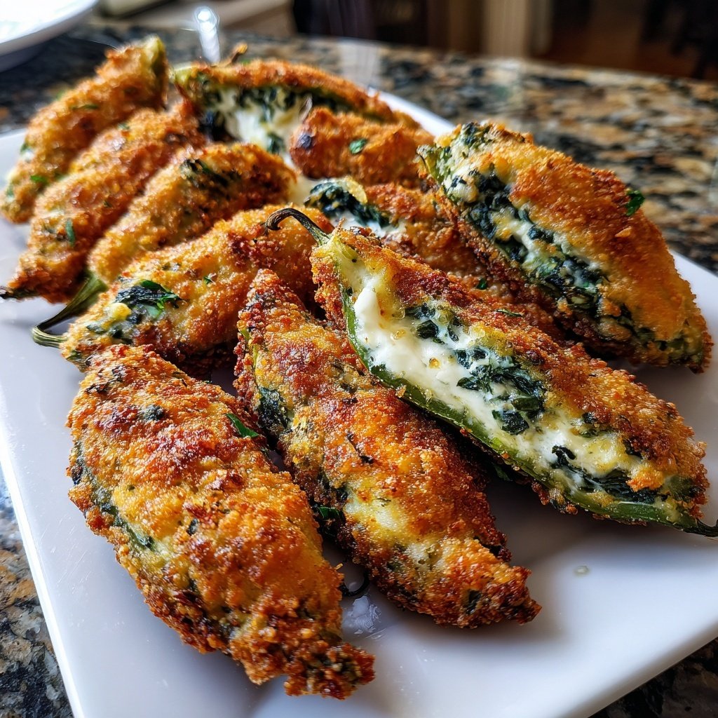 Jalapeno Poppers with Spinach Feta Filling