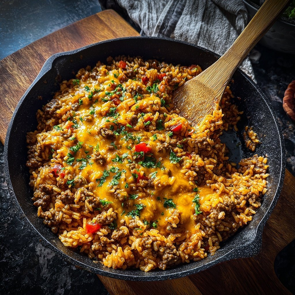 Ground Beef And Rice Comfort Skillet